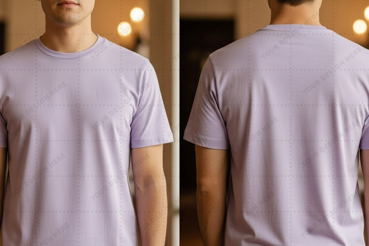 Men's light purple T-shirt Mockup Design