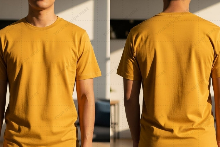 Mustard yellow T-shirt Mockup Design