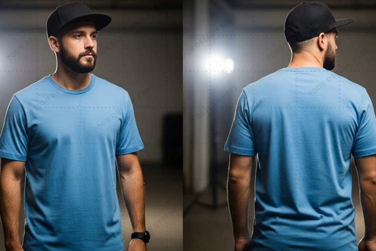 Men's blue T-shirt Mockup Design