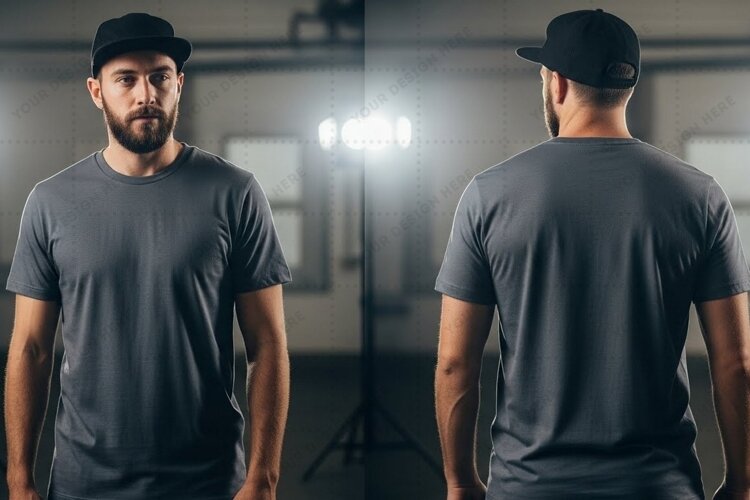 Men's gray T-shirt Mockup Design example image 1