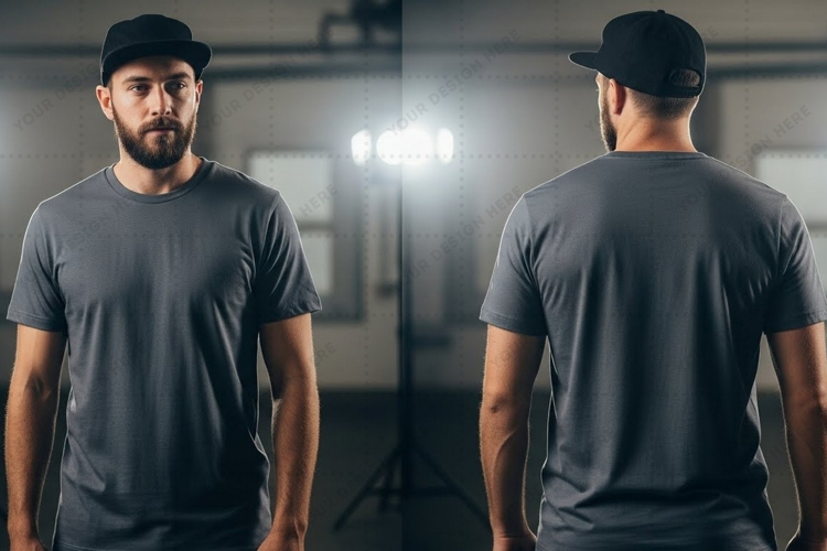 Men's gray T-shirt Mockup Design