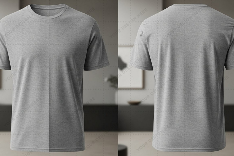 Minimalist grey T-shirt Mockup Design