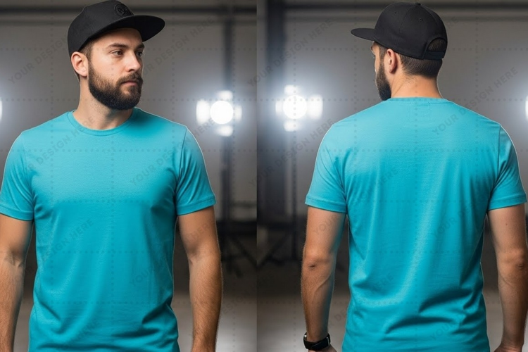 Men's blue T-shirt Mockup Design