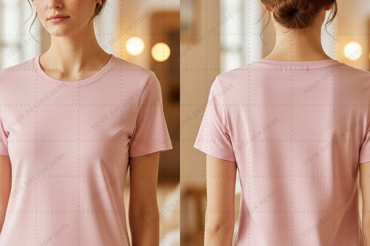 Women's pink T-shirt Mockup Design example image 1