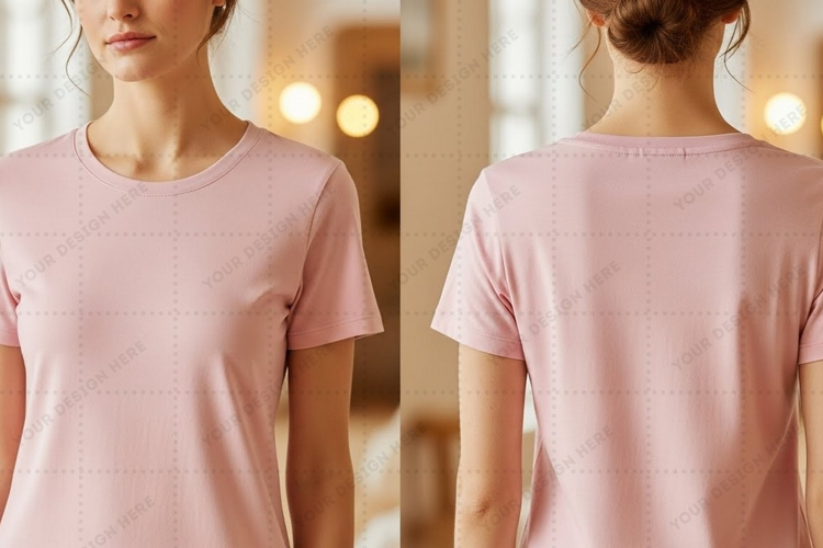 Women's pink T-shirt Mockup Design