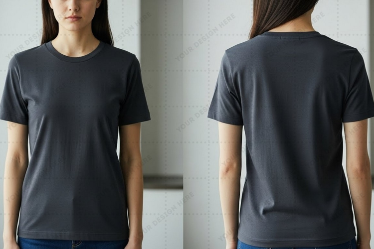 Women's solid gray T-shirt Mockup Design