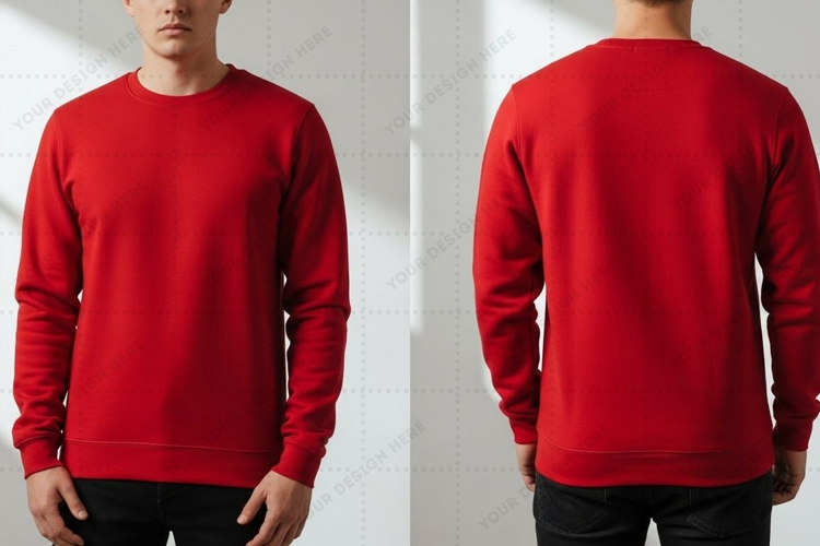 Red crew neck T-shirt Mockup Design