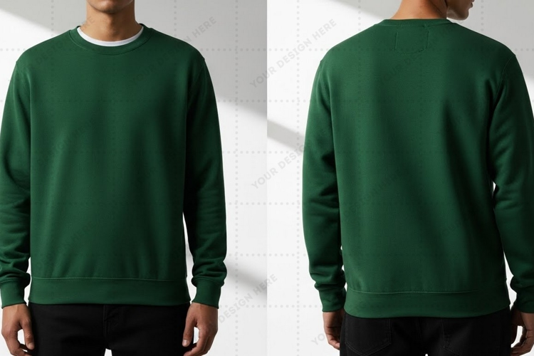 Green crew neck T-shirt Mockup Design
