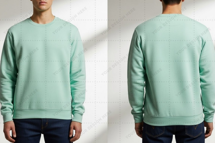 Mint green crew neck T-shirt Mockup Design