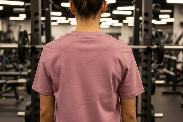 Pink t-shirt gym workout T-shirt Mockup Design