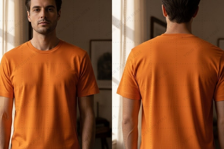 Orange T-shirt Mockup Design