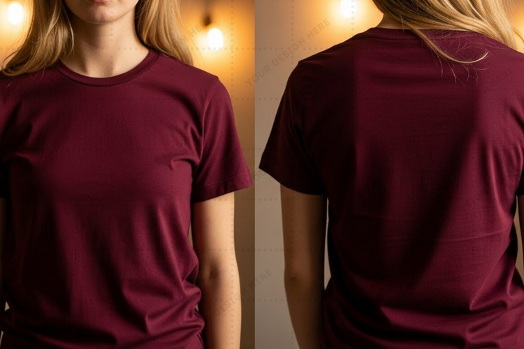 Maroon T-shirt Mockup Design