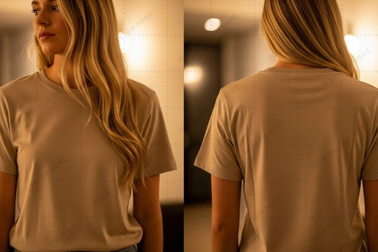 Elegant beige T-shirt Mockup Design
