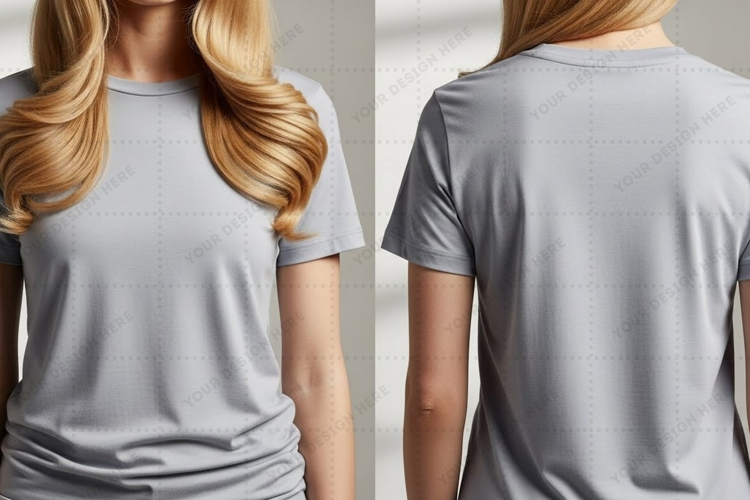 Women's gray T-shirt Mockup Design