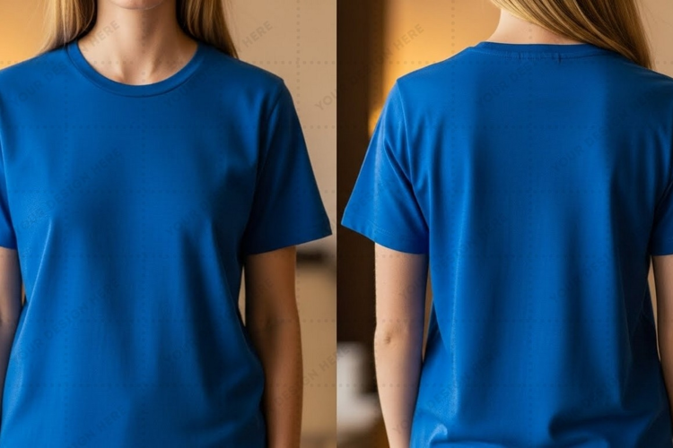 Solid blue T-shirt Mockup Design