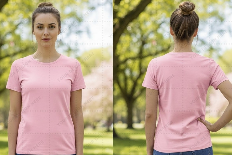 Women's pink T-shirt Mockup Design