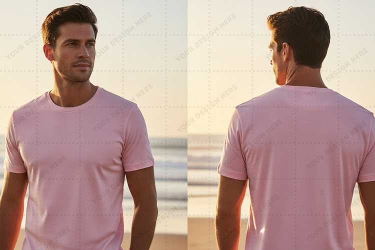 Men's pink T-shirt Mockup Design
