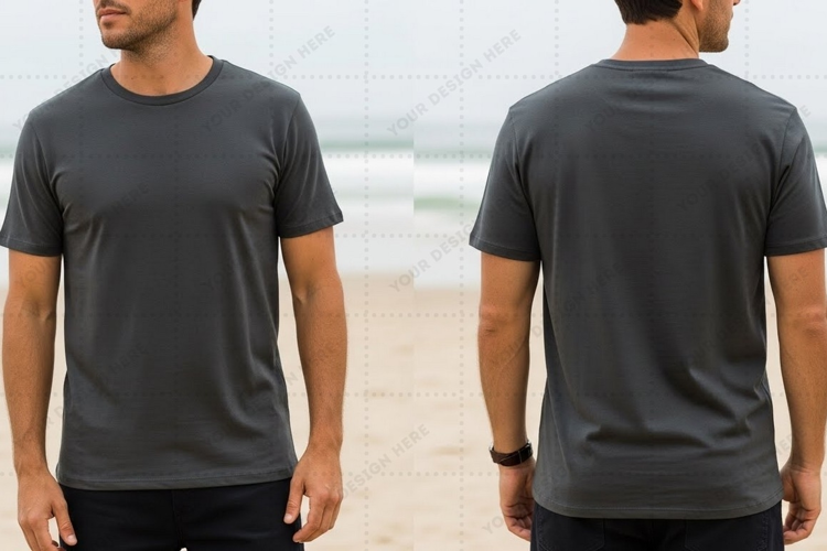 Men's solid gray T-shirt Mockup Design