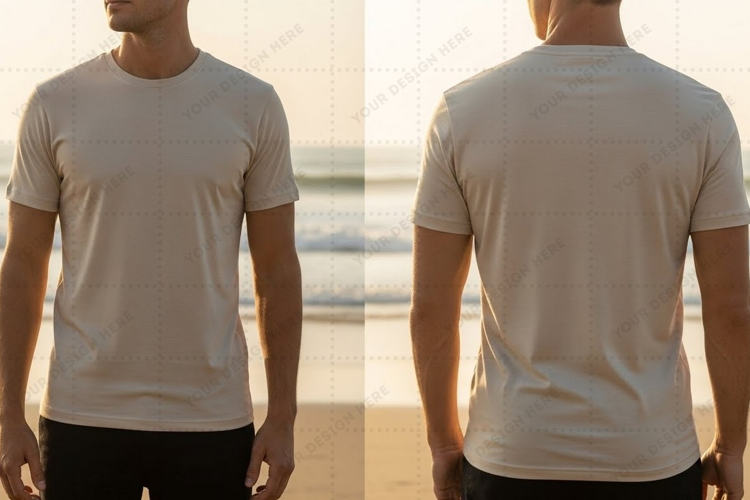 Men's plain T-shirt Mockup Design