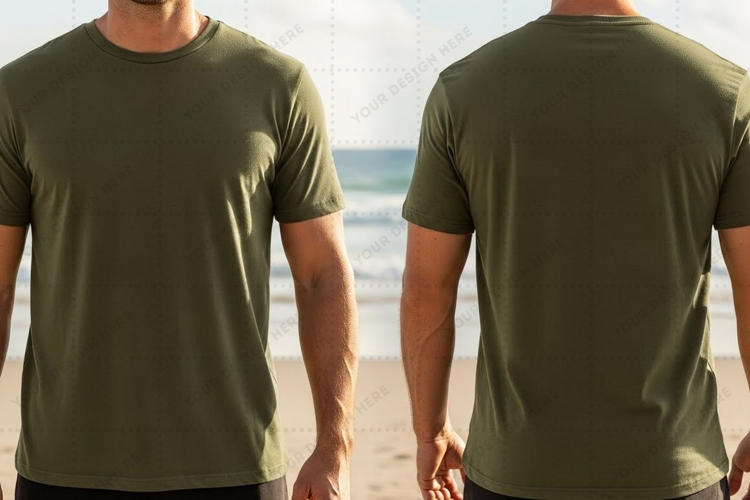 Men's olive green T-shirt Mockup Design