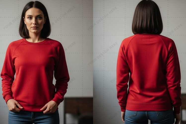 Red long sleeve T-shirt Mockup Design