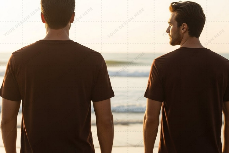 Men's brown beach T-shirt Mockup Design