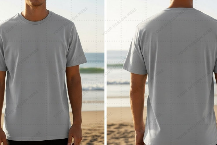 Men's plain gray T-shirt Mockup Design
