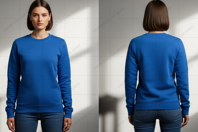 Blue long sleeve T-shirt Mockup Design