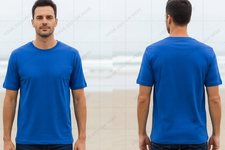 Men's blue T-shirt Mockup Design