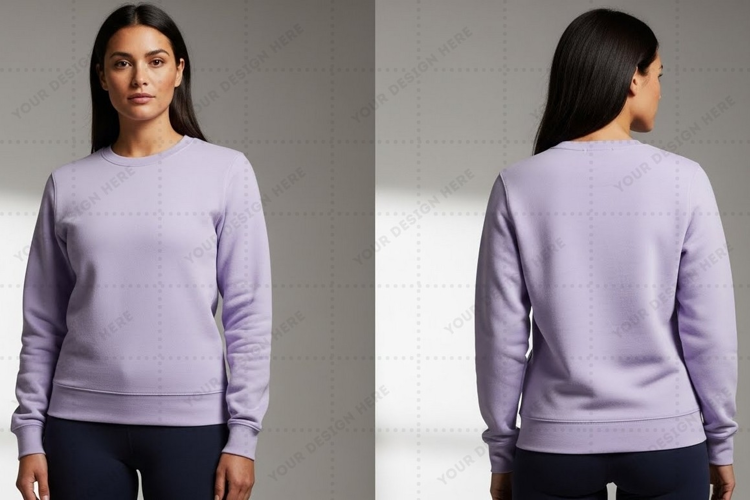 Lilac long sleeve T-shirt Mockup Design
