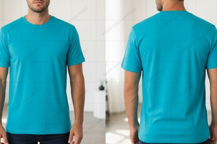Turquoise solid T-shirt Mockup Design