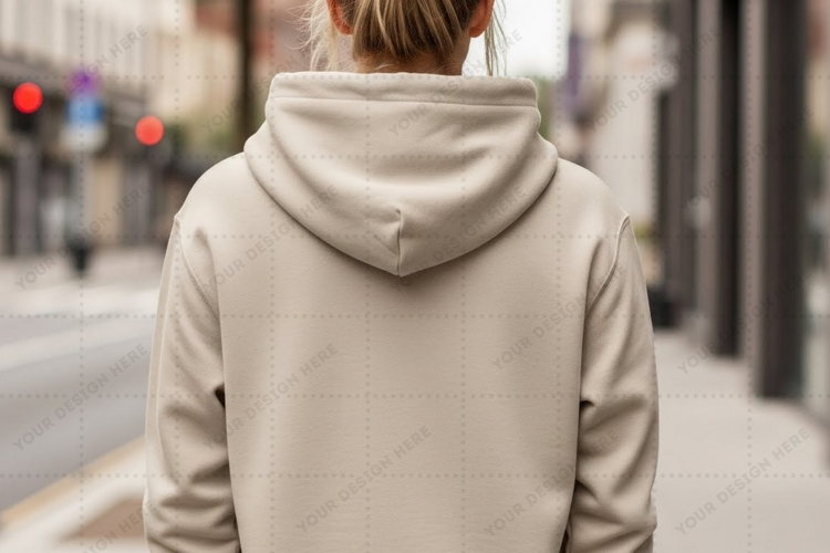 Casual beige hoodie T-shirt Mockup Design