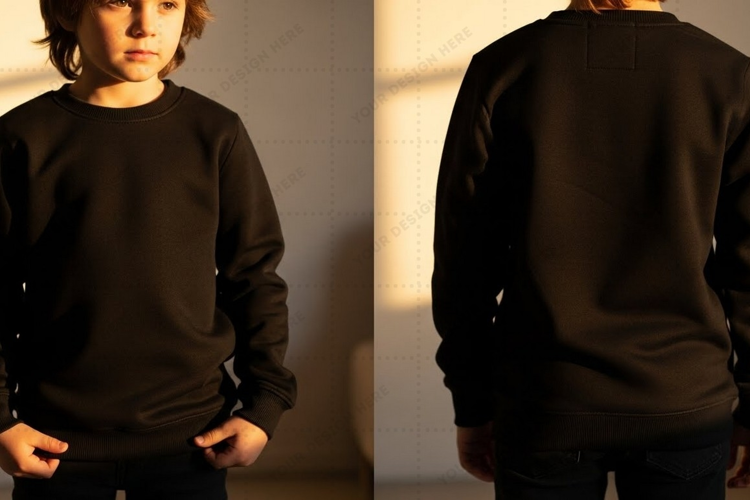 Dark brown crew neck T-shirt Mockup Design