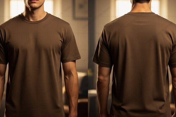 Men's solid brown T-shirt Mockup Design example image 1