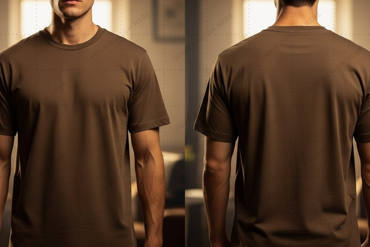 Men's solid brown T-shirt Mockup Design