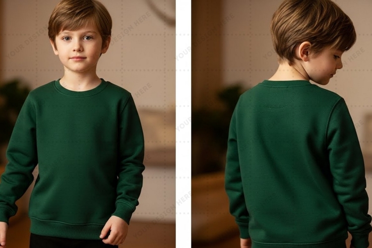 Green kids sweatshirt T-shirt Mockup Design