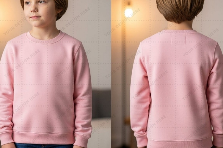 Pink kids sweatshirt T-shirt Mockup Design