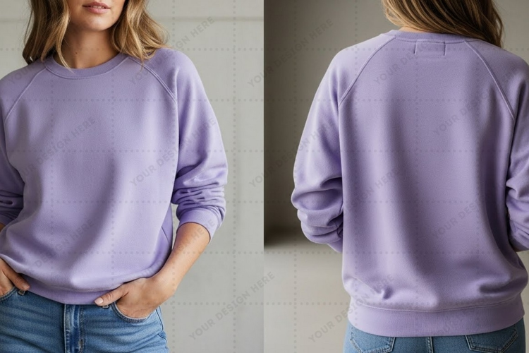 Lilac long sleeve T-shirt Mockup Design