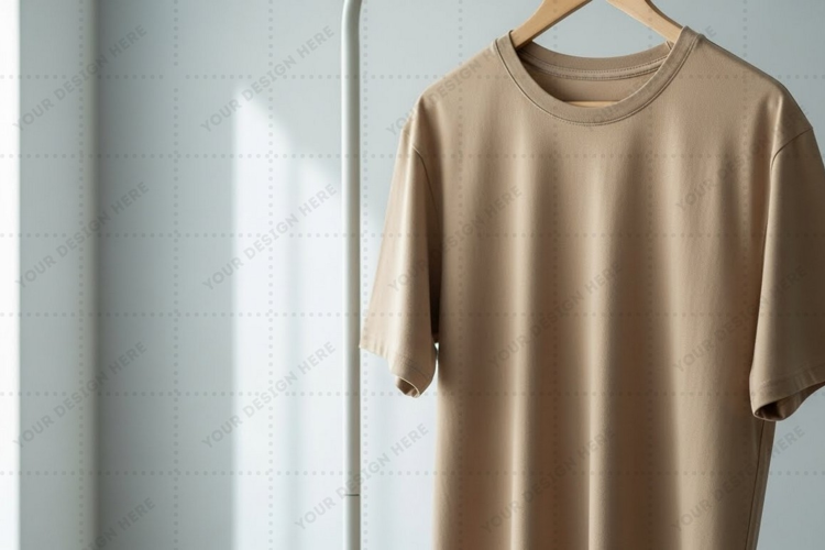 Minimalist beige T-shirt Mockup Design