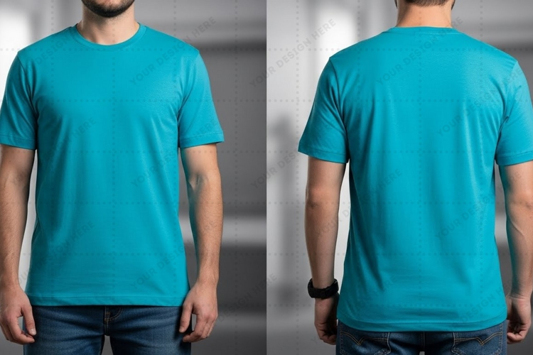 Men's solid blue T-shirt Mockup Design