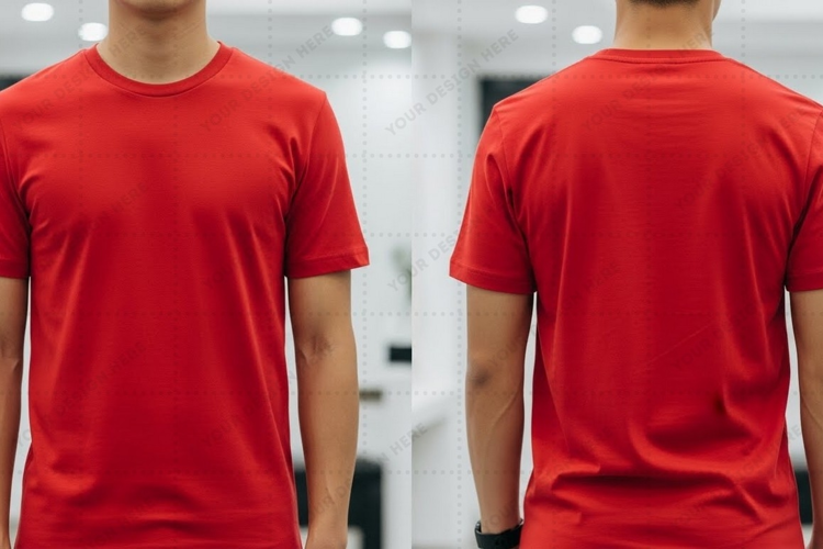 Bright red T-shirt Mockup Design