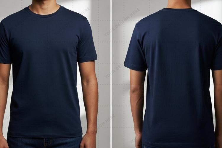 Navy blue T-shirt Mockup Design