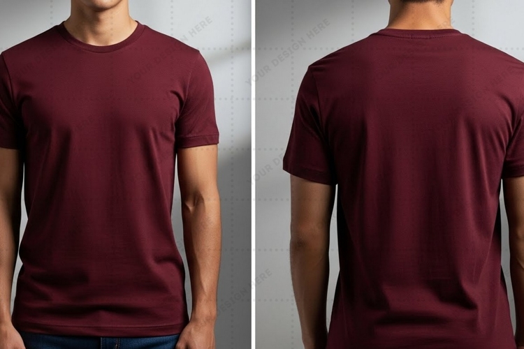 Burgundy T-shirt Mockup Design