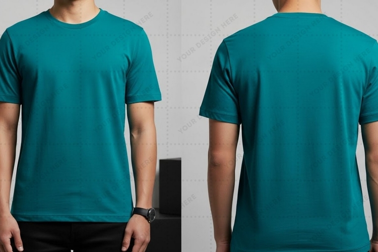 Solid teal blue T-shirt Mockup Design