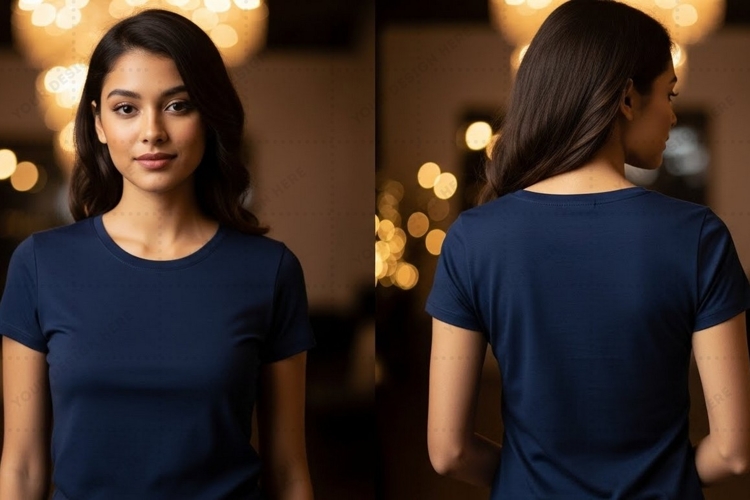 Navy blue T-shirt Mockup Design