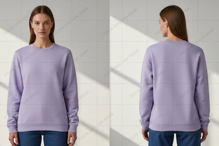 Lilac crew neck sweatshirt T-shirt Mockup Design