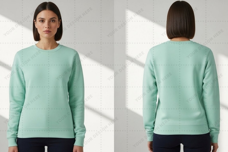 Mint green long sleeve T-shirt Mockup Design