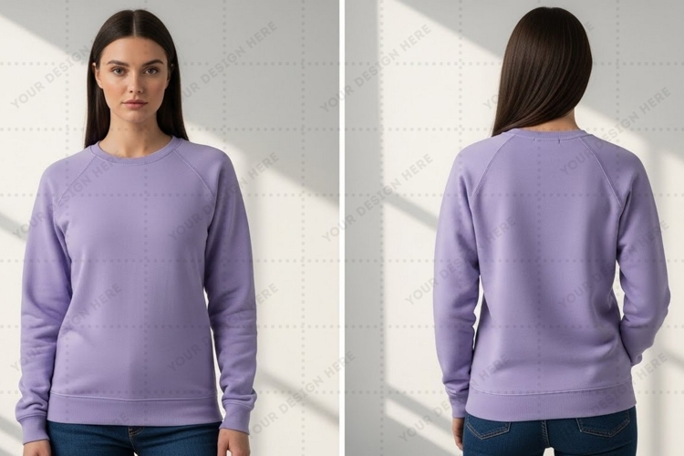 Purple long sleeve T-shirt Mockup Design