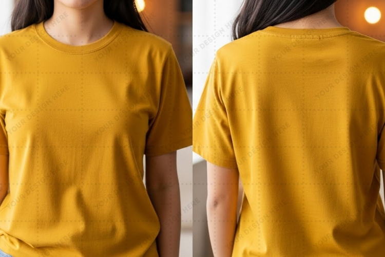 Mustard yellow T-shirt Mockup Design