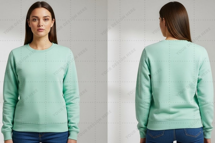 Light green crew neck sweatshirt T-shirt Mockup Design